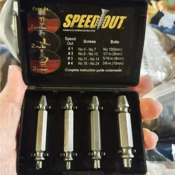 4-Piece Steel SpeedOut Damaged Screw Extractor Set - Picture 1 of 4